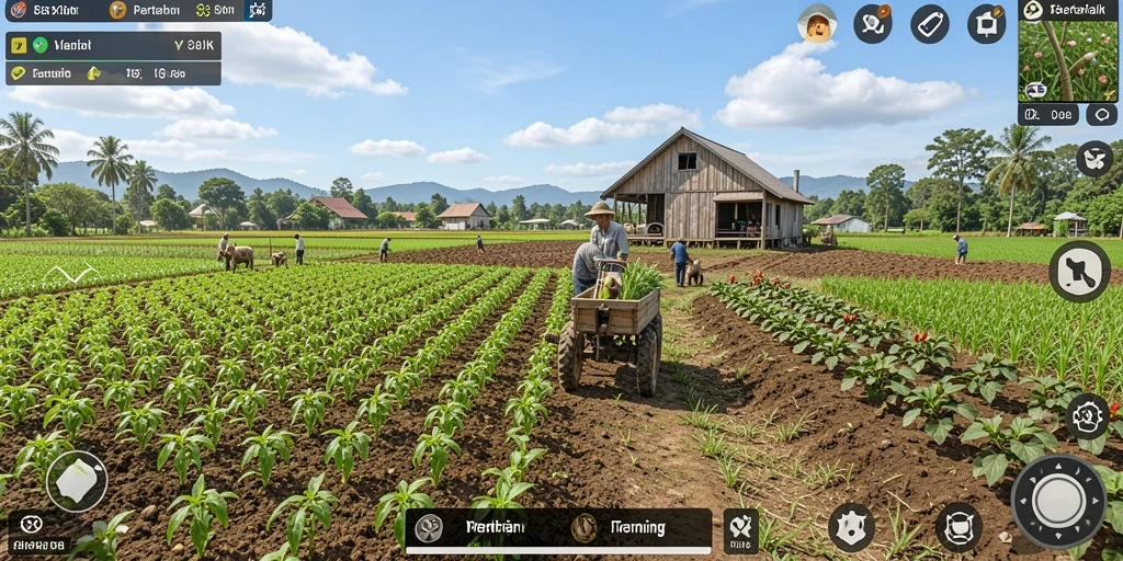 Tampilan gameplay 33ZK yang menakjubkan dalam mengelola lahan pertanian.