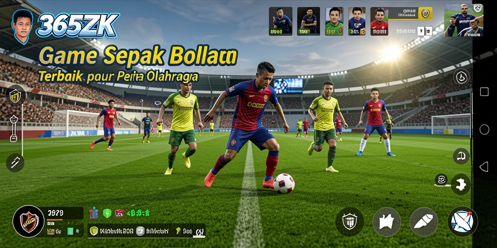 Tampilan gameplay menarik dari 365ZK yang menampilkan aksi di lapangan sepak bola.