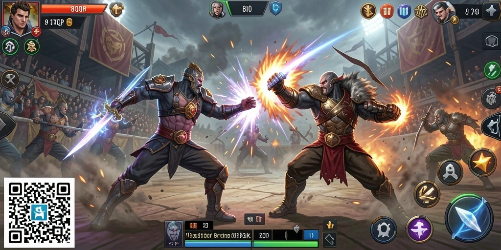 Tampilan gameplay Fighting yang intens dan mendebarkan di 8QR.