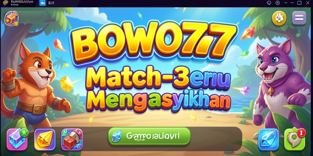 Screenshot gameplay BOWO77 dengan tantangan Match-3 yang seru.