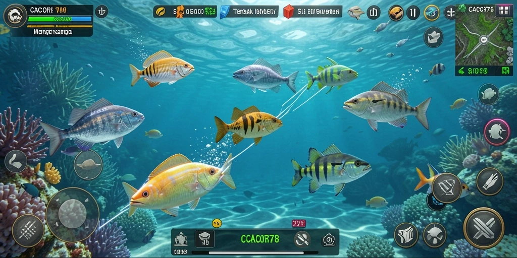 Tampilan gameplay CACOR78 yang menampilkan aksi Tembak Ikan yang seru.