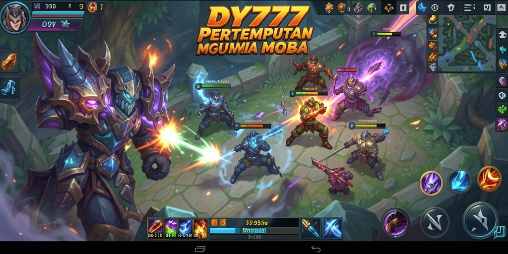 Tampilan seru dari pertempuran epik dalam DY777 MOBA.