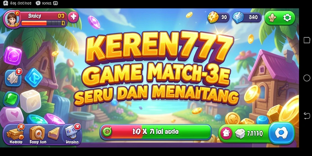 Tampilan seru gameplay KEREN777 dalam mencocokkan item yang berwarna-warni.