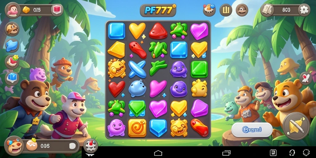 Gameplay seru PF777 dengan tantangan Match-3 yang menarik.