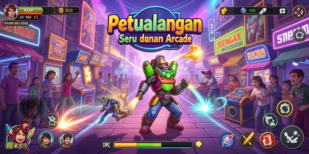 Screenshot permainan RK88 menampilkan aksi seru dalam gameplay Arcade.