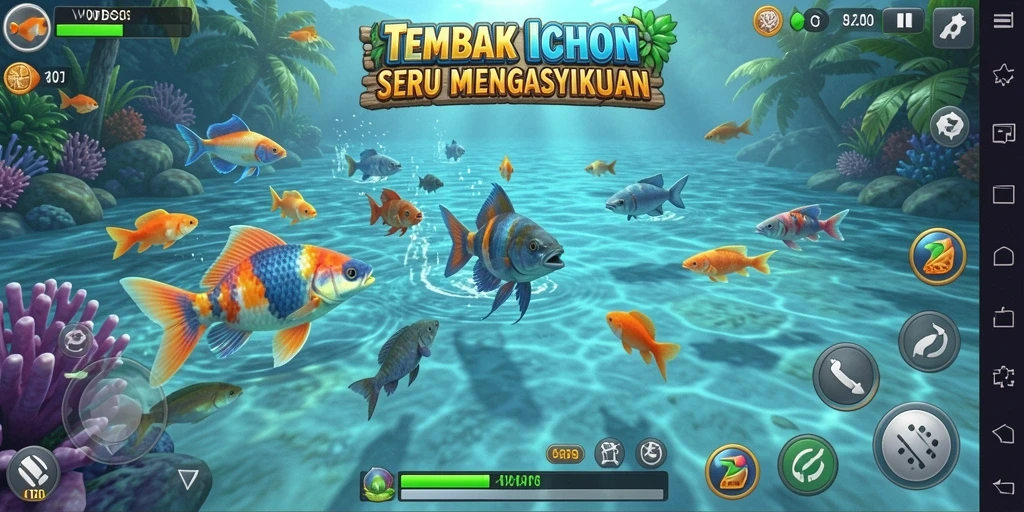 Screenshot gameplay WDBOS menampilkan aksi menembak ikan yang seru.